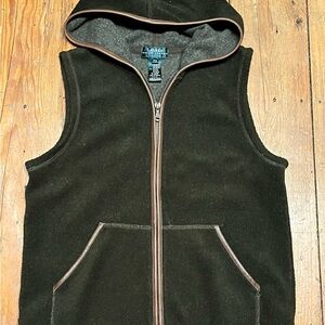 Ralph Lauren Dark Green Full Zip Vest with Brown Accents